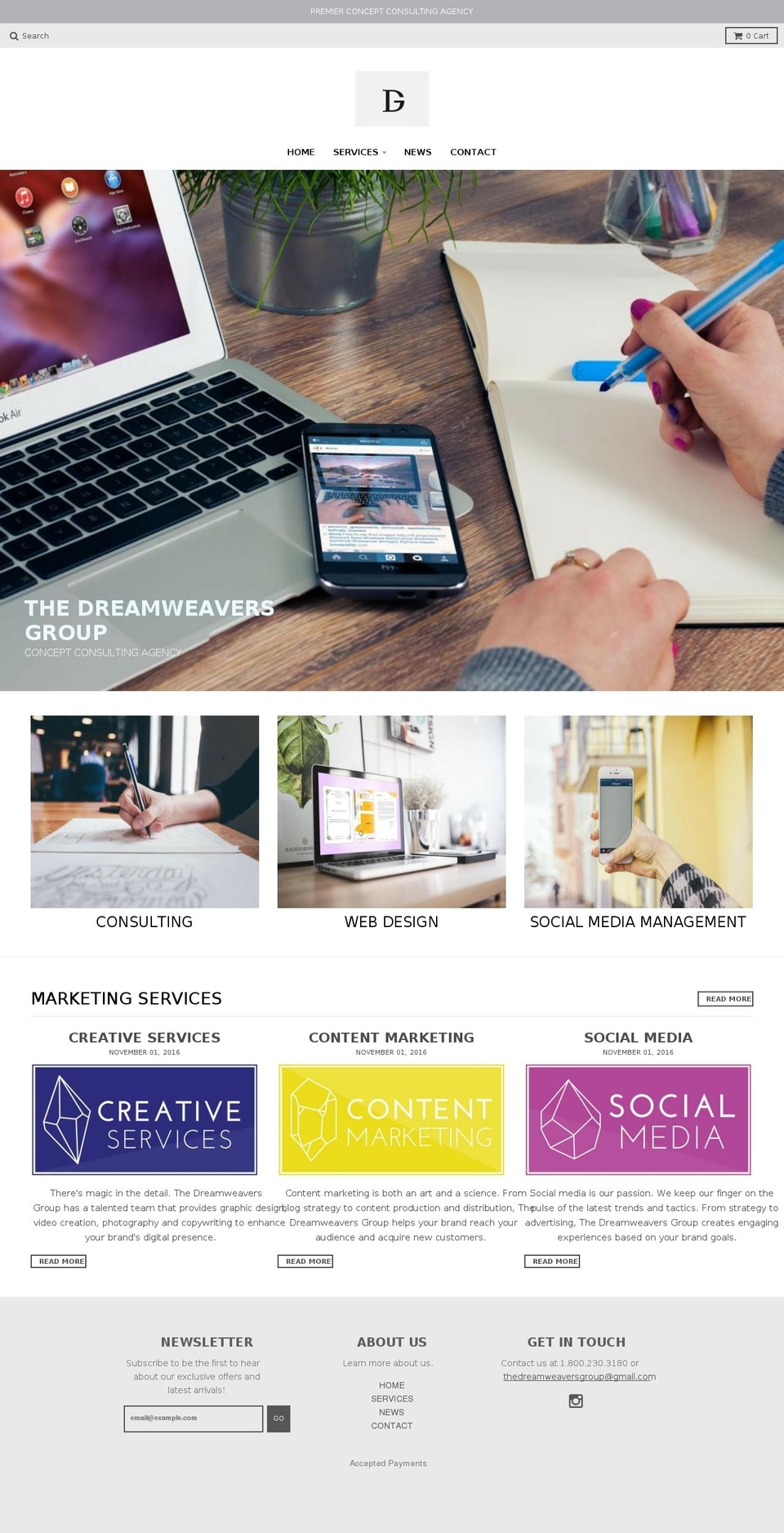 thedreamweaversgroup.com shopify website screenshot