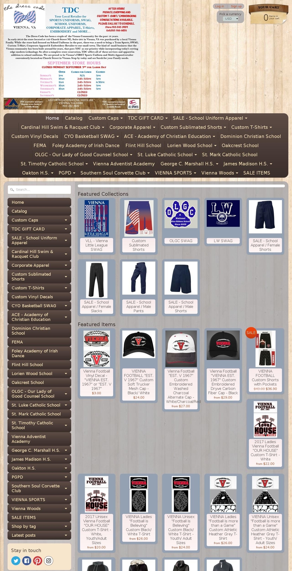 thedresscodevienna.com — Shopify storefront screenshot