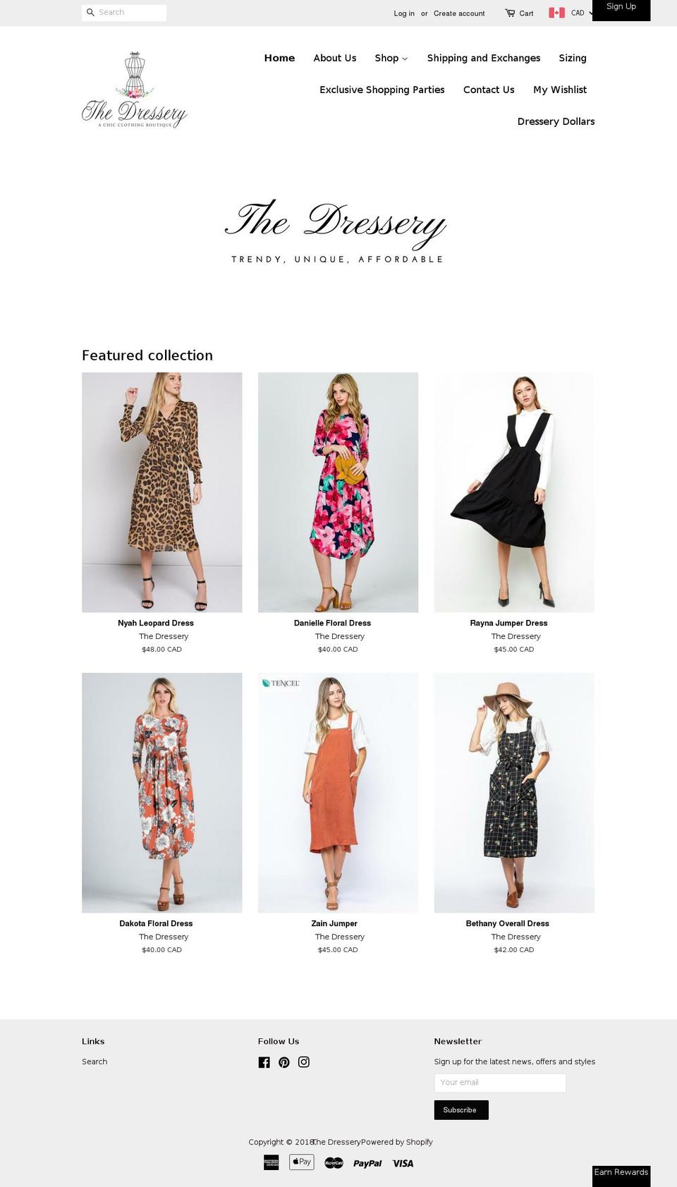 thedresseryboutique.com — Shopify storefront screenshot