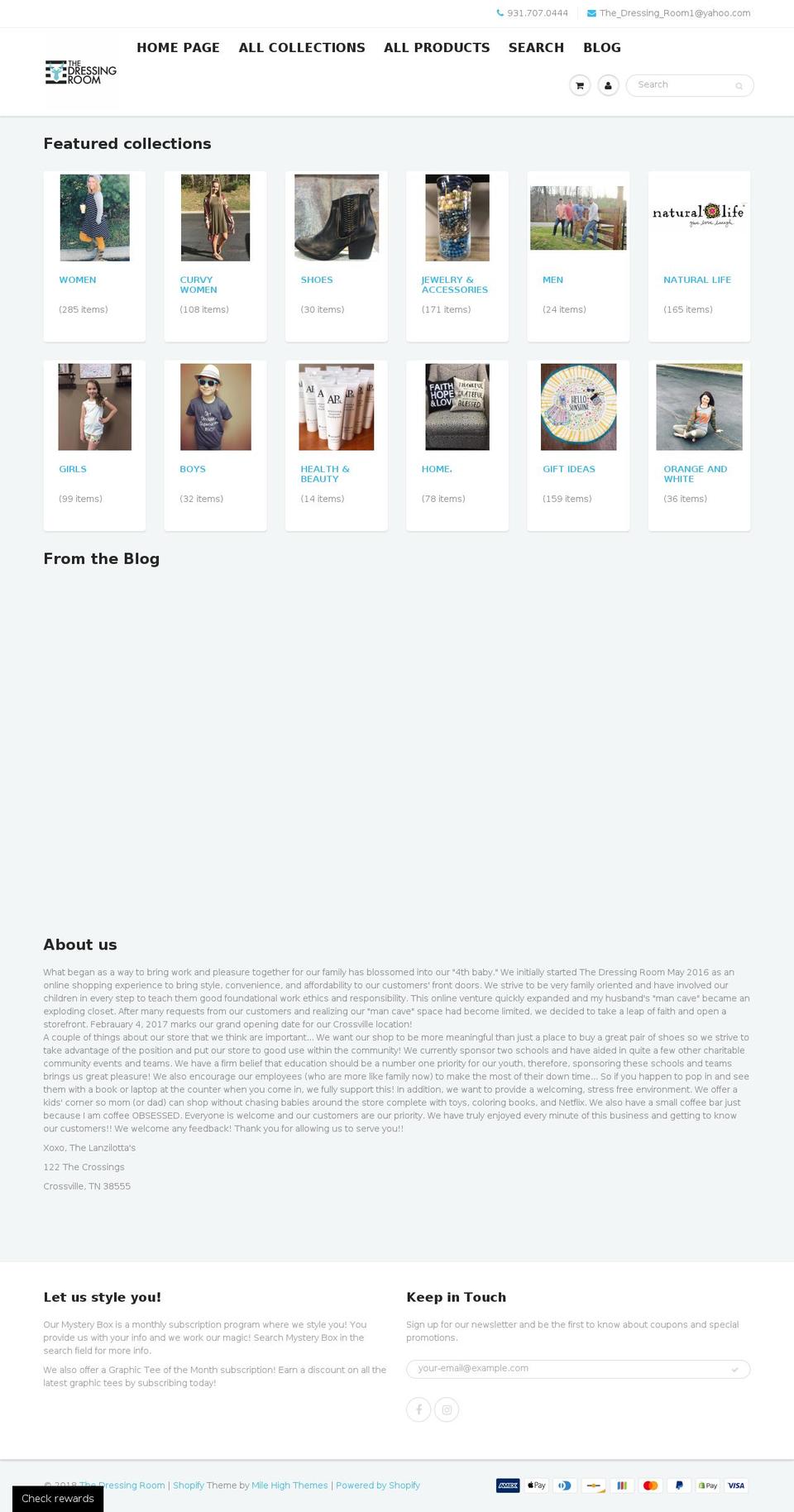 thedressingroomcrossville.com shopify website screenshot