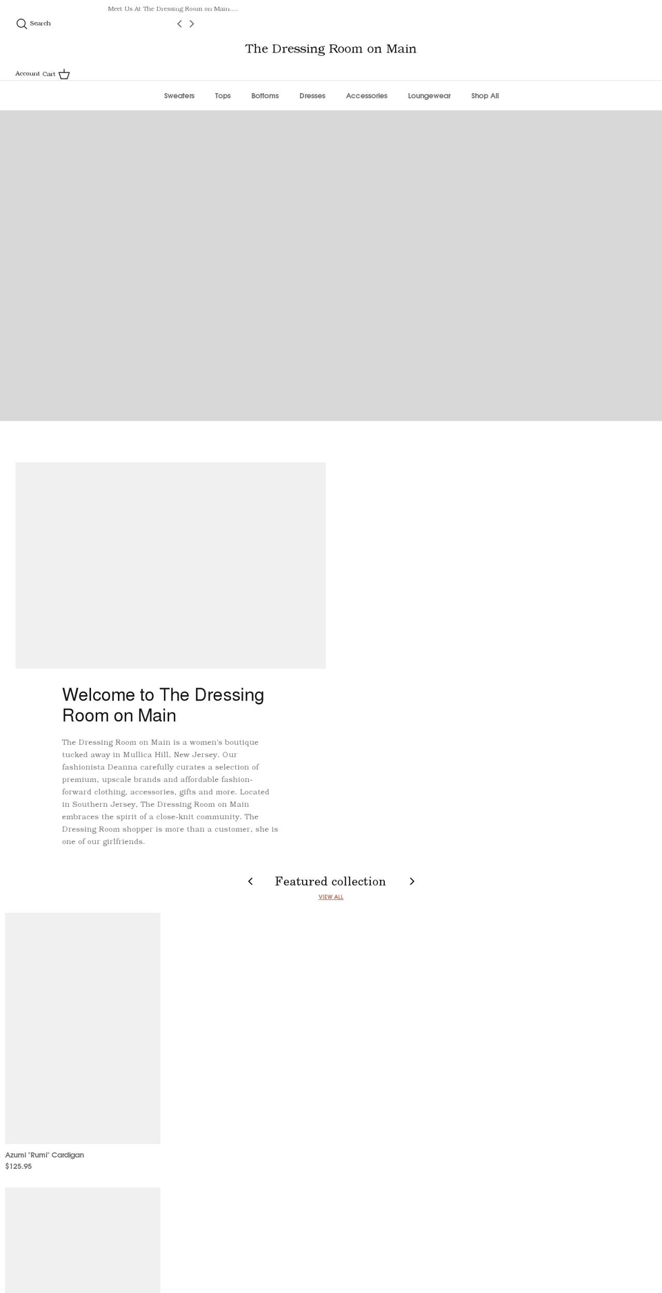 thedressingroomonmain.com shopify website screenshot