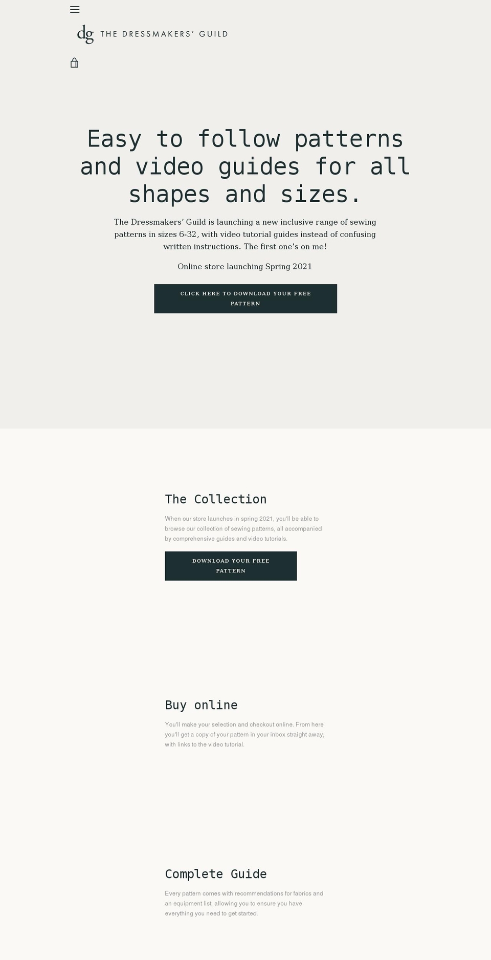 thedressmakersguild.com shopify website screenshot