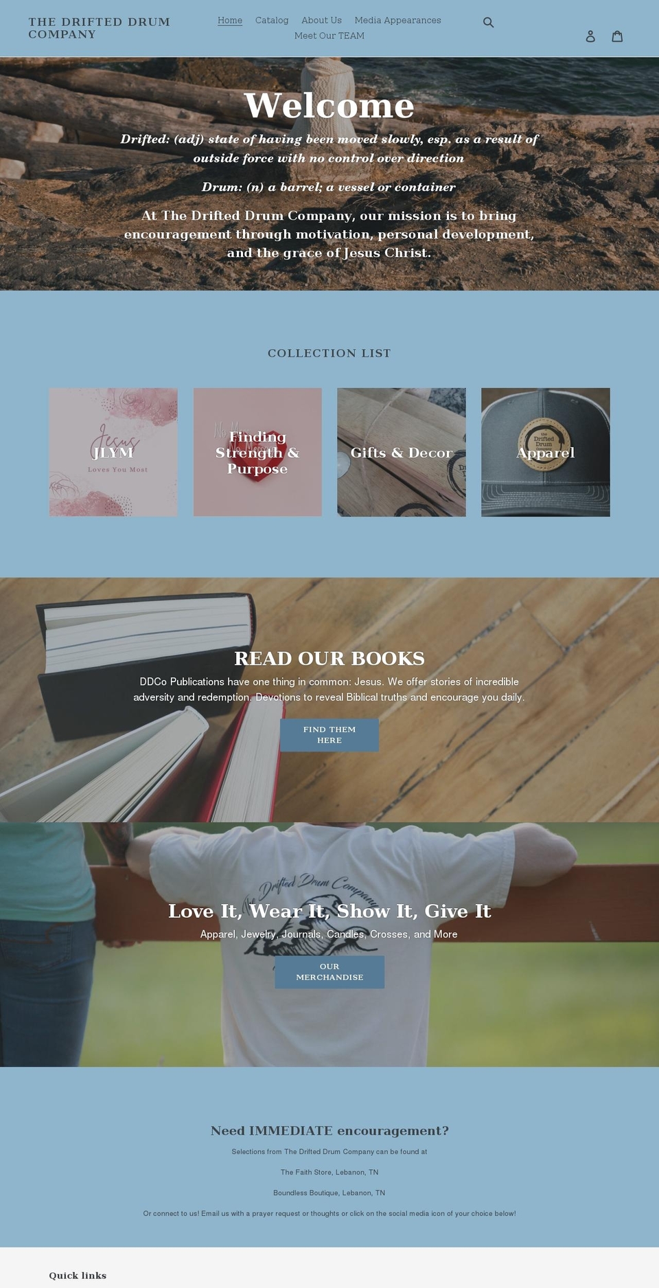thedrifteddrum.com shopify website screenshot