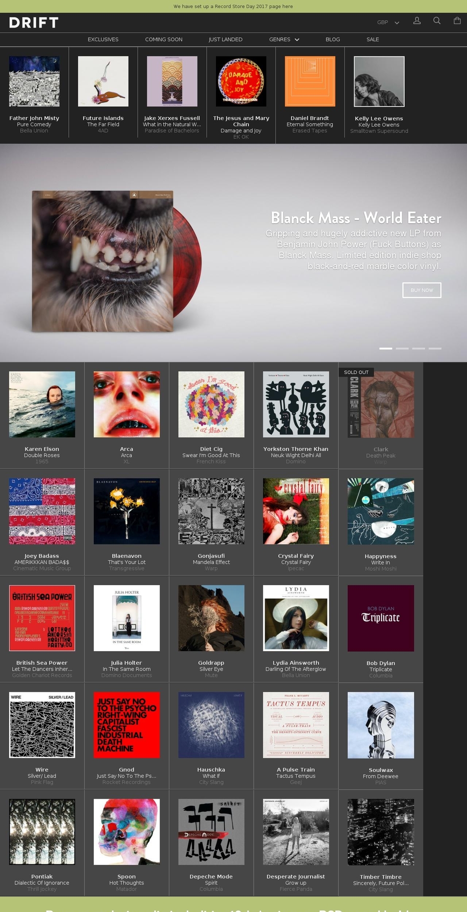 thedriftrecordshop.com shopify website screenshot