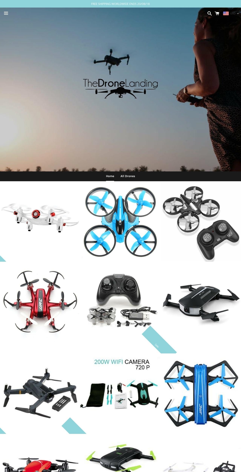 thedronelanding.com shopify website screenshot