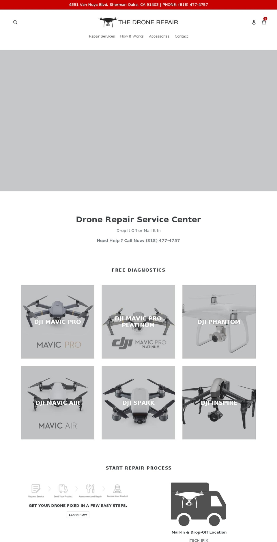 thedronerepair.com — Shopify storefront screenshot