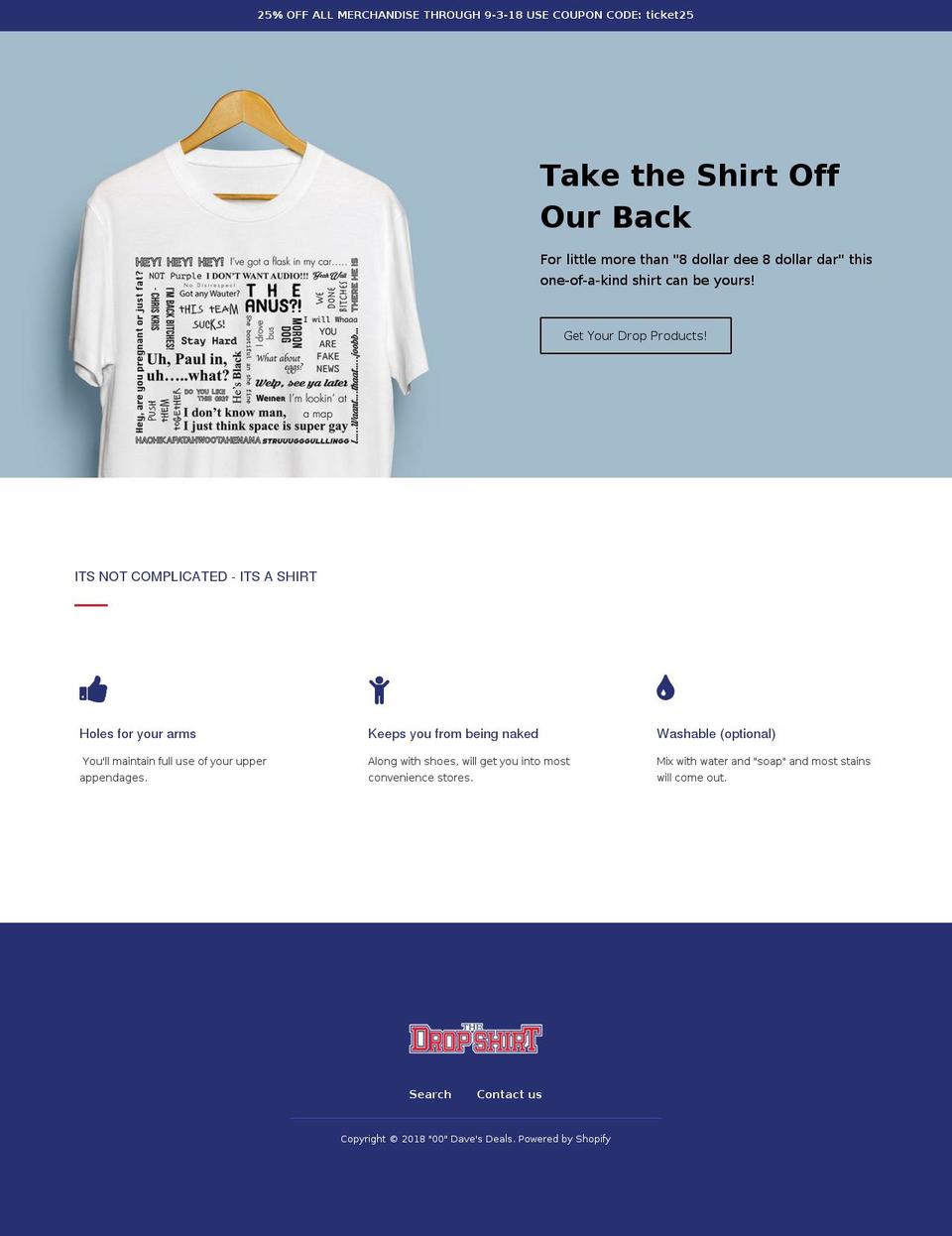 thedropshirt.com shopify website screenshot