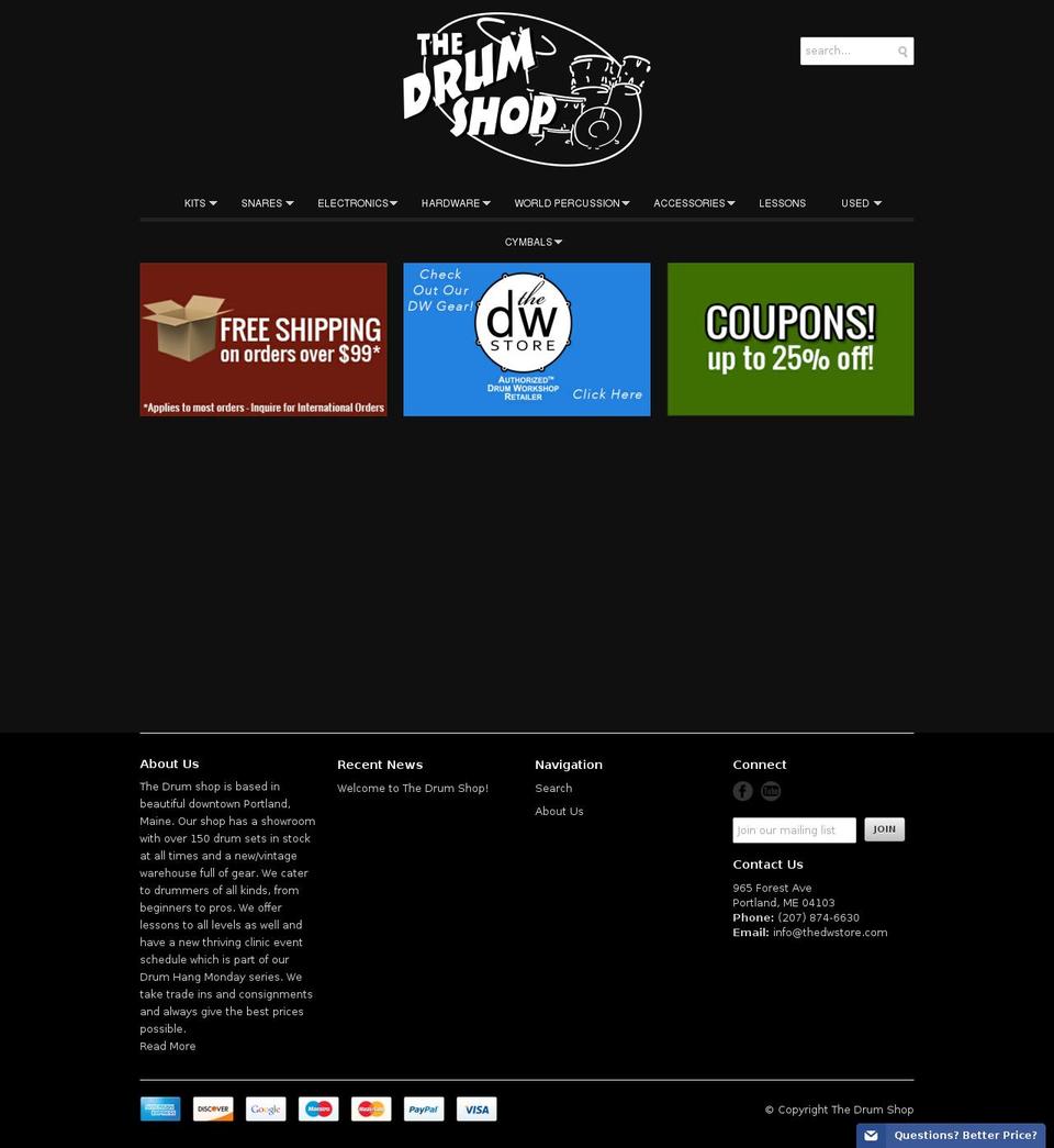 thedrumshopmaine.com shopify website screenshot