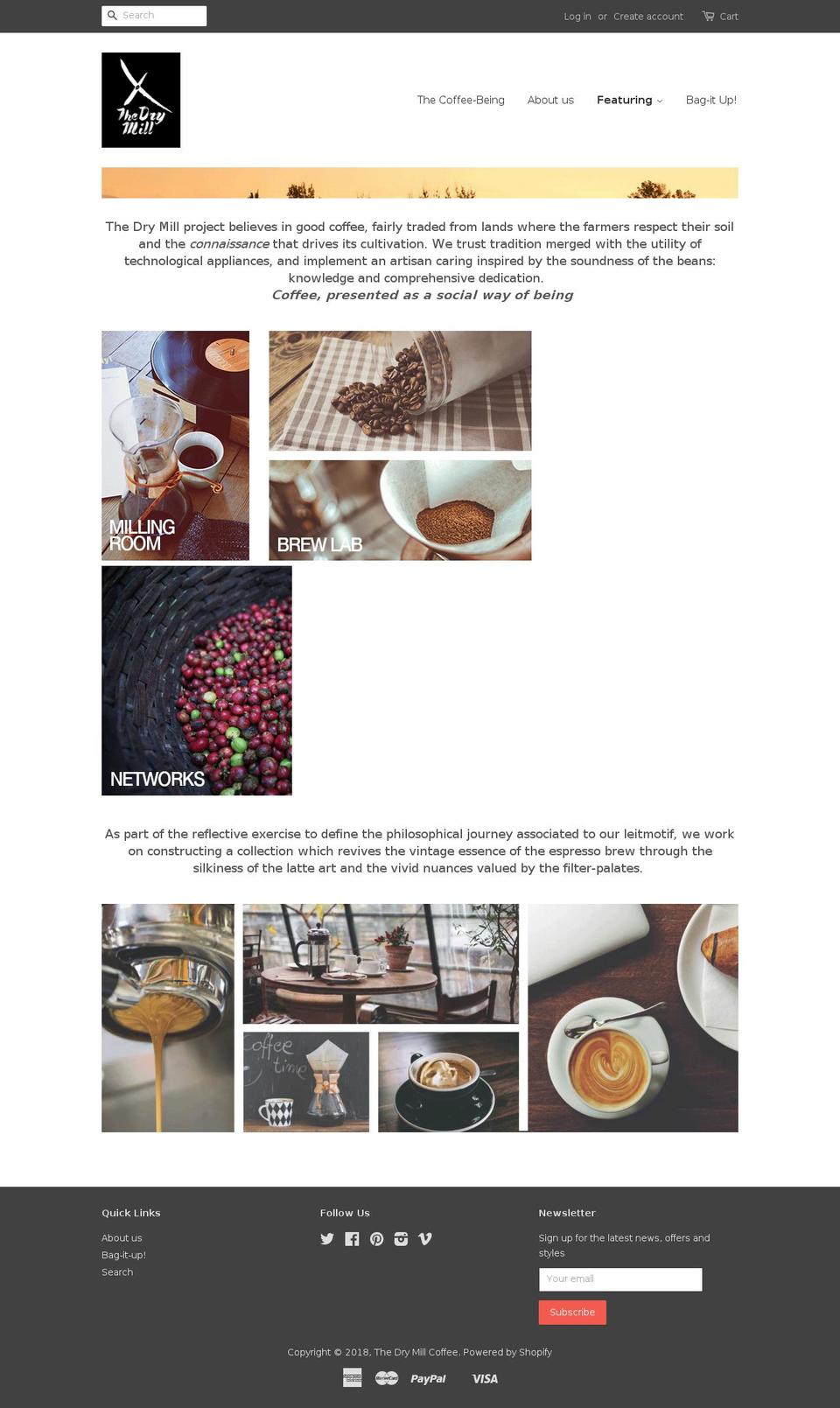 thedrymillcoffee.com shopify website screenshot