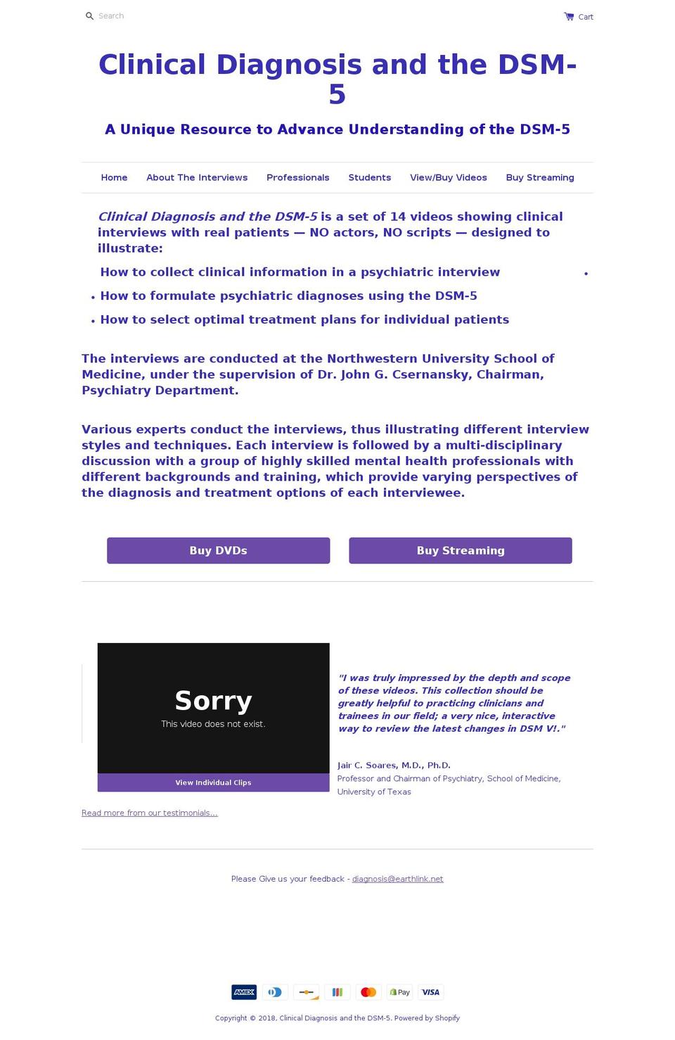 thedsm5.org shopify website screenshot