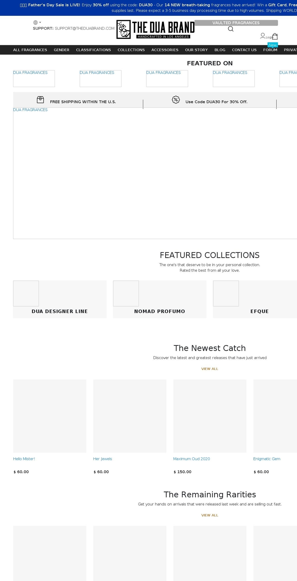 theduabrand.com shopify website screenshot