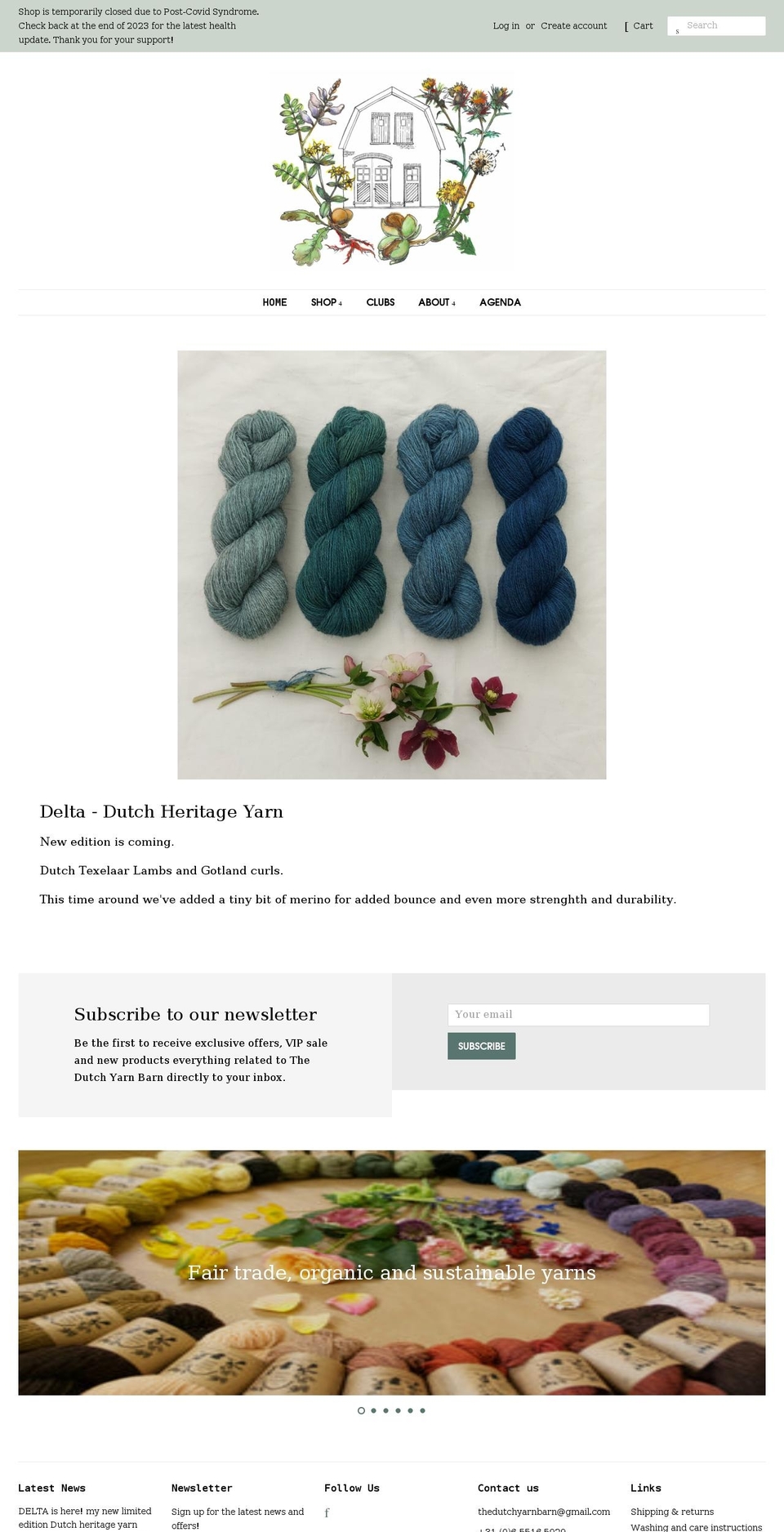 thedutchyarnbarn.com shopify website screenshot