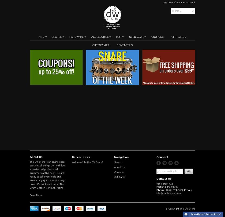 thedwstore.com shopify website screenshot