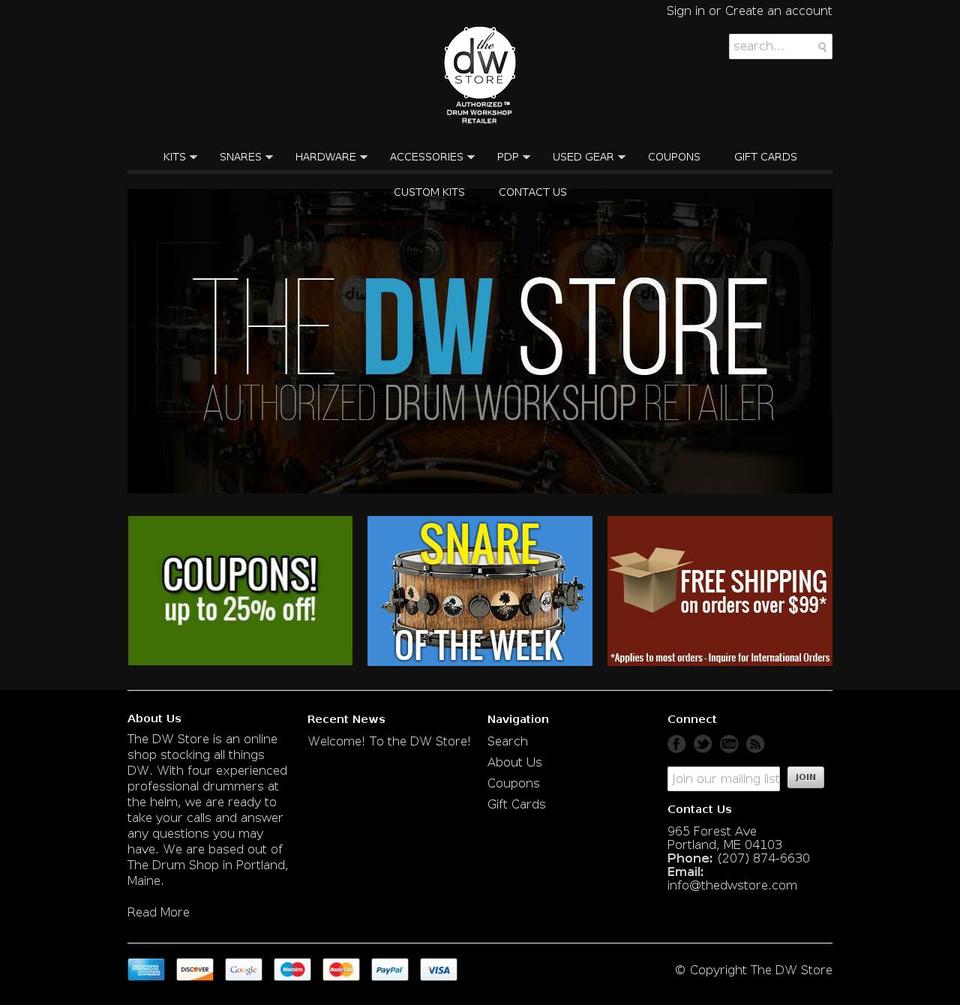 thedwstore.net shopify website screenshot