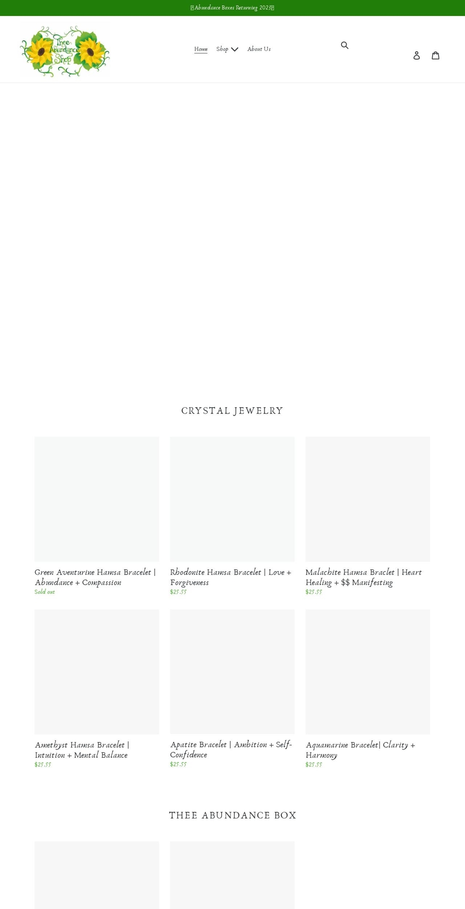 theeabundanceshop.com shopify website screenshot