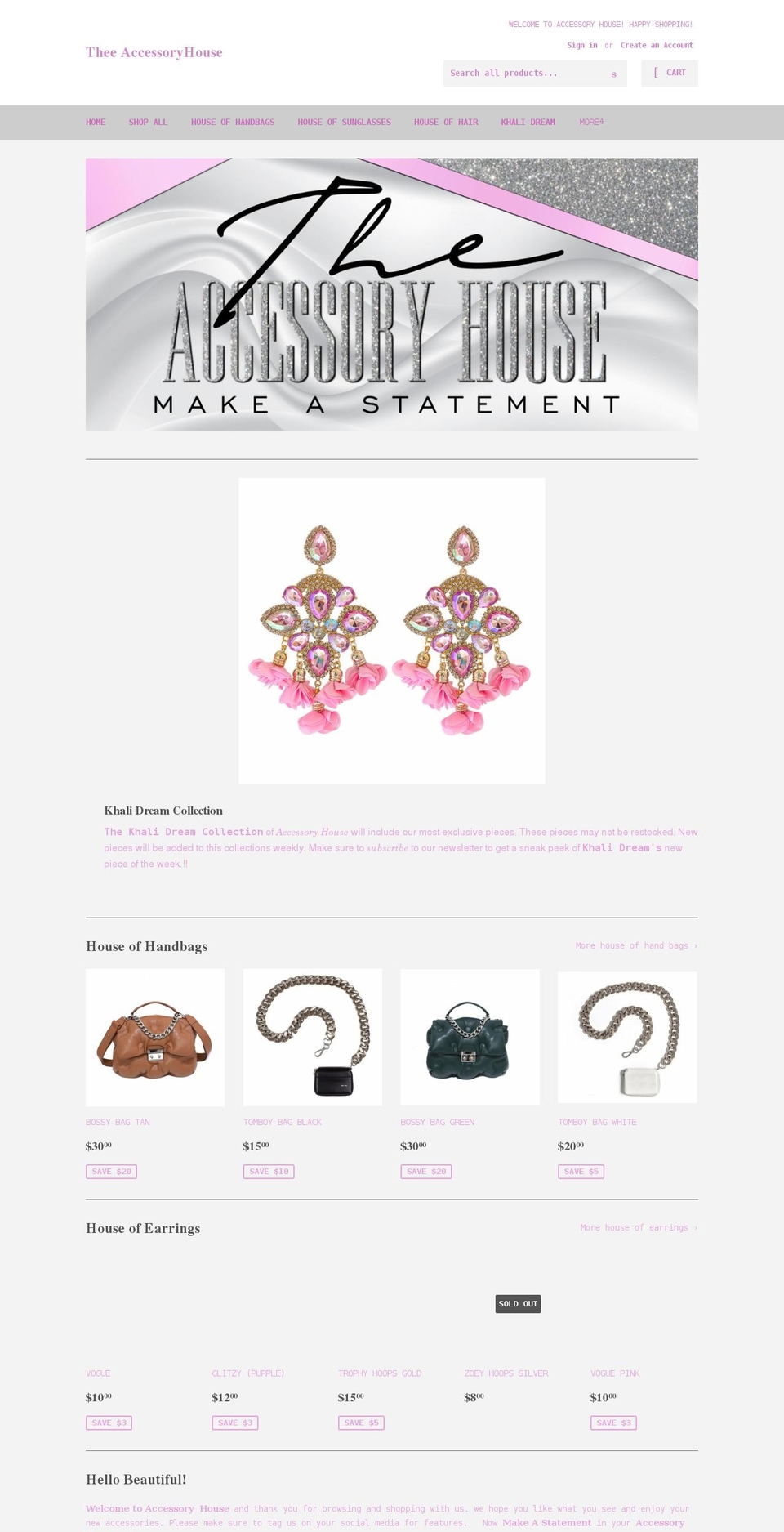 theeaccessoryhouse.com shopify website screenshot