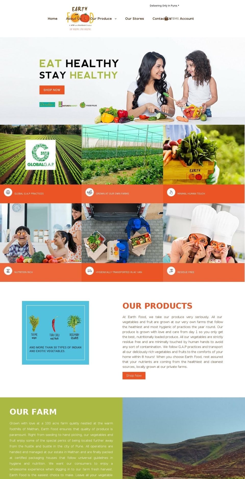 theearthfood.com shopify website screenshot