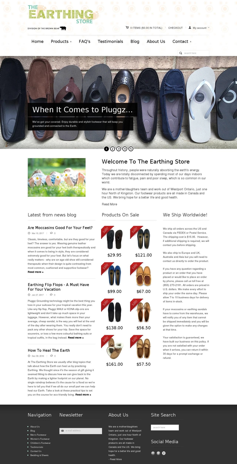 theearthingstore.com shopify website screenshot