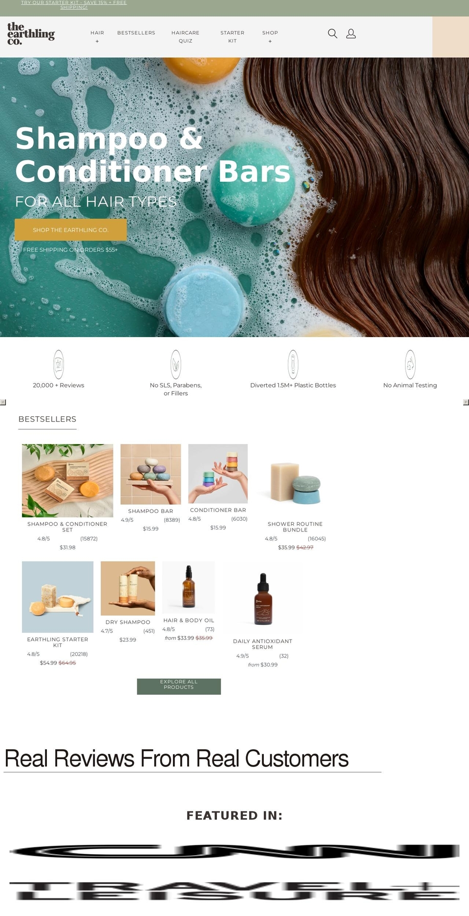 theearthlingco.com shopify website screenshot