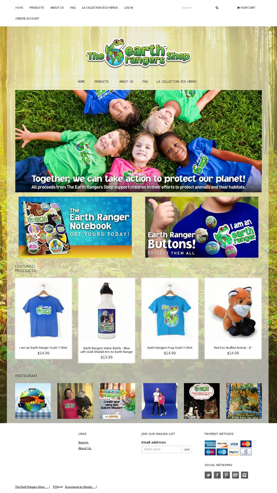 theearthrangersshop.com shopify website screenshot