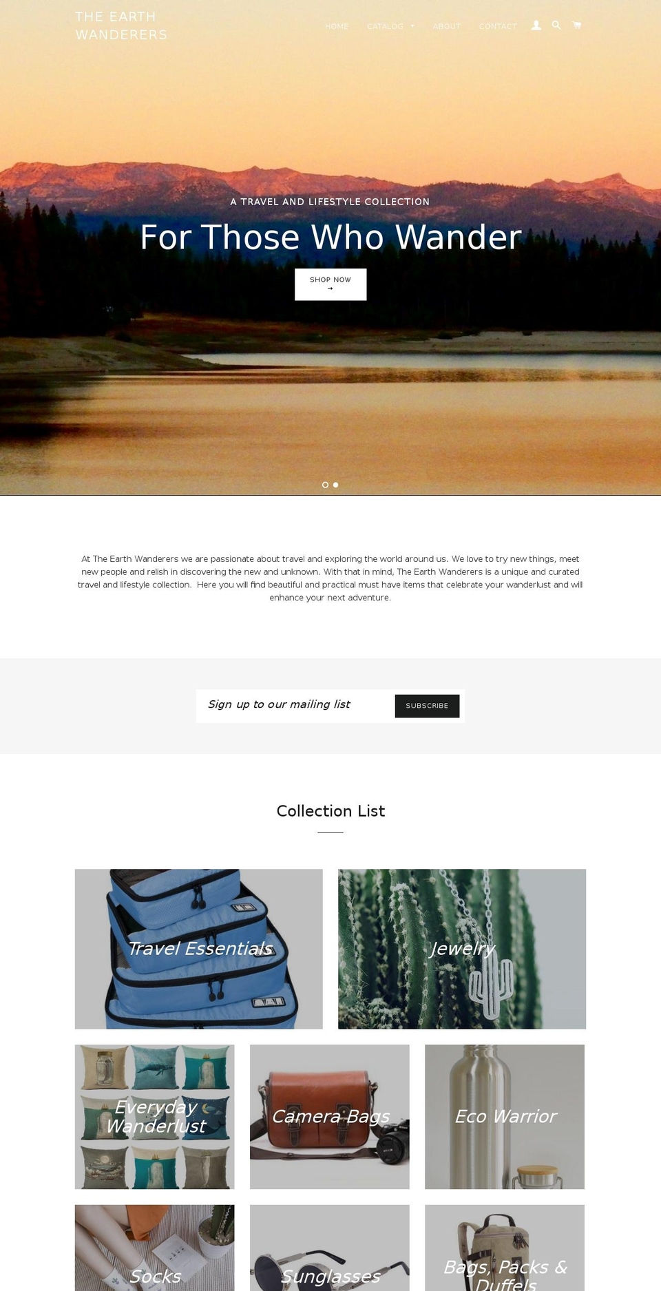 theearthwanderers.com — Shopify storefront screenshot