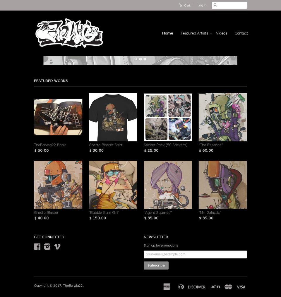 theearwig22.com shopify website screenshot