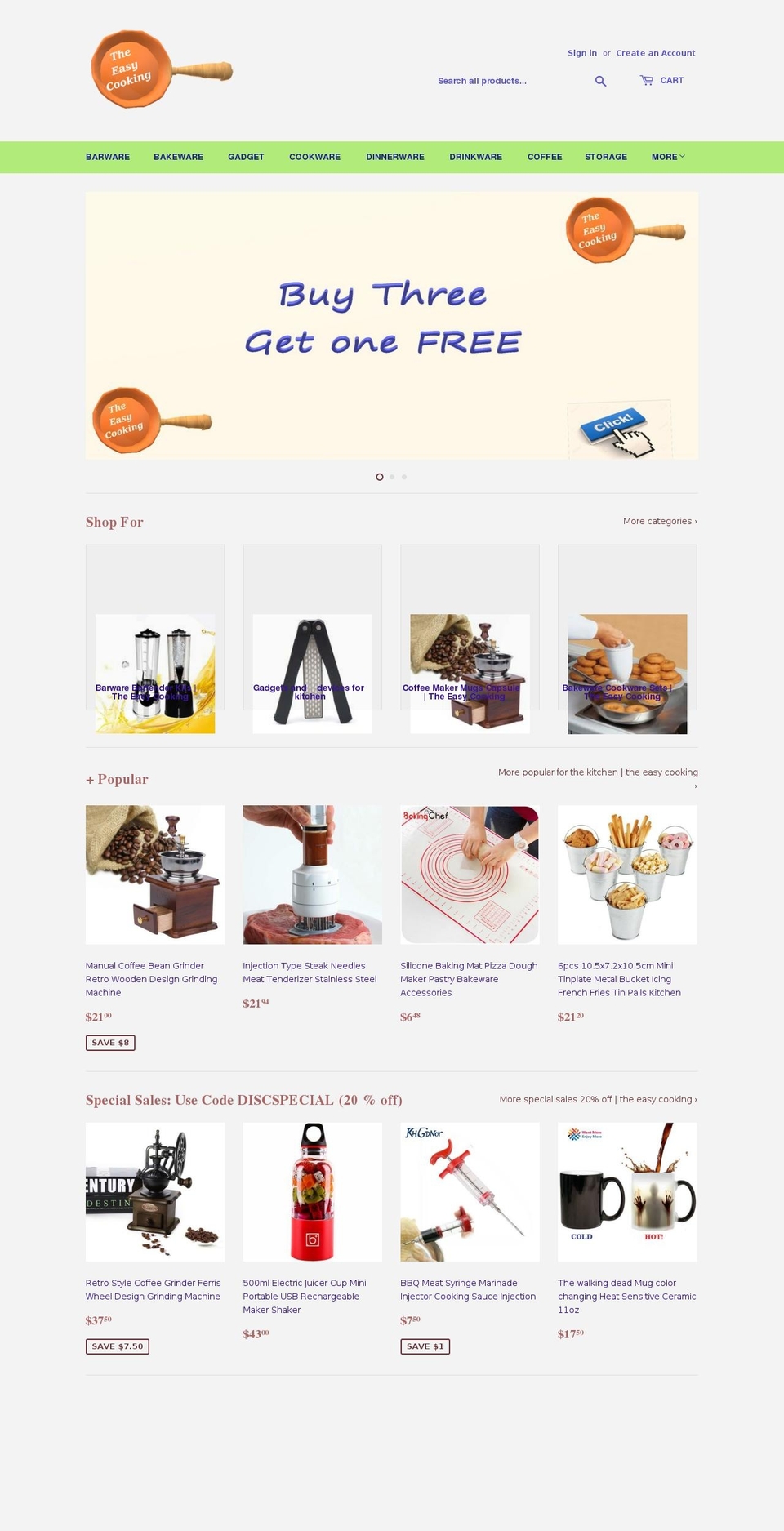 theeasycooking.com — Shopify storefront screenshot