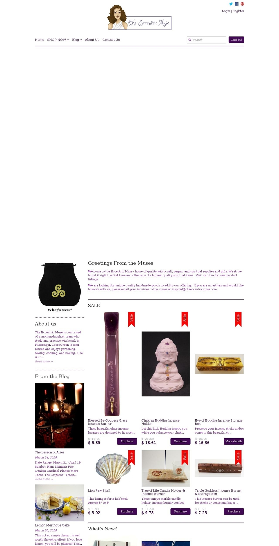 theeccentricmuse.net shopify website screenshot
