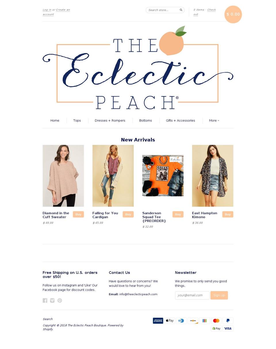 theeclecticpeach.com shopify website screenshot