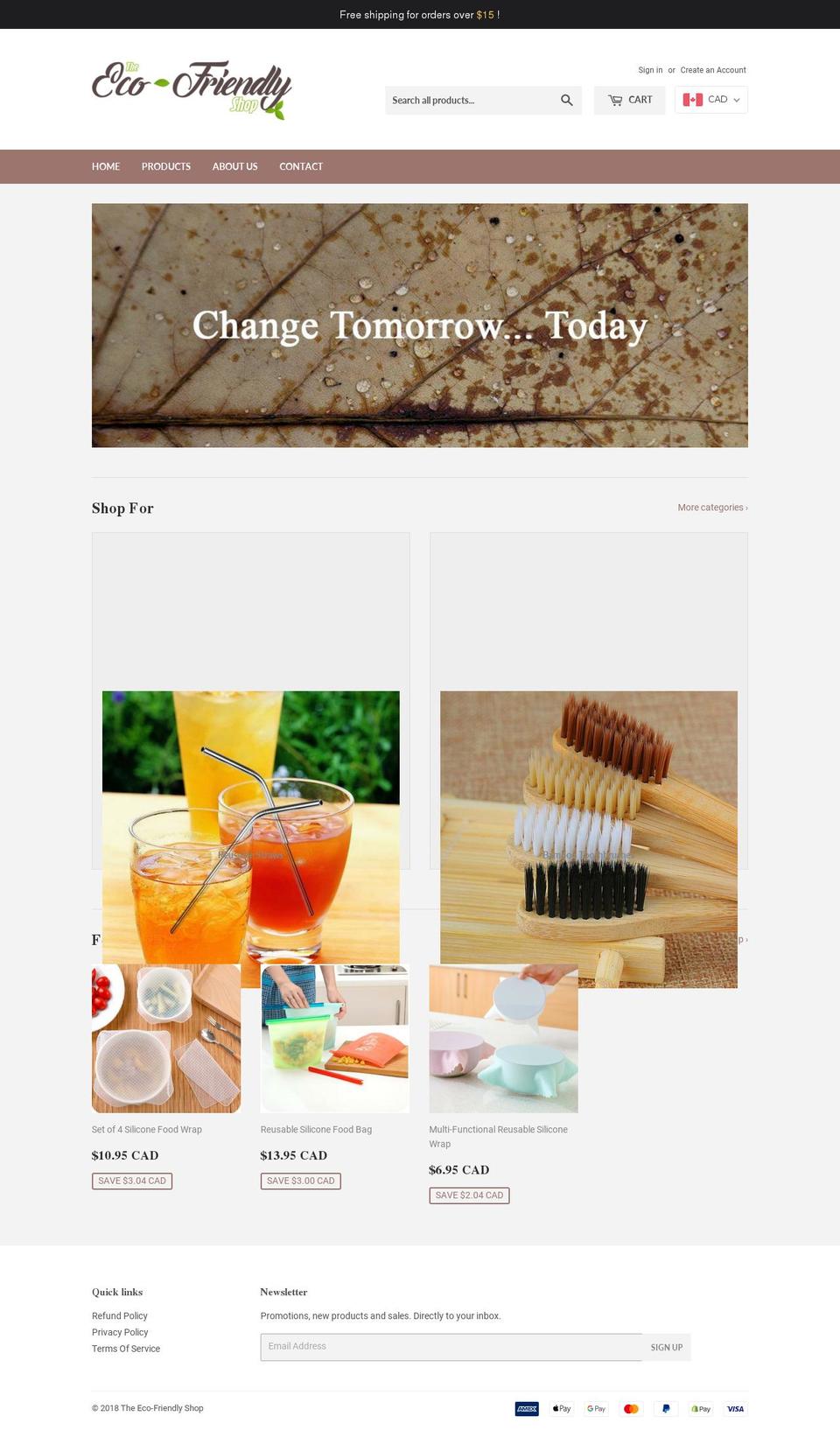 theecofriendlyshop.com — Shopify storefront screenshot