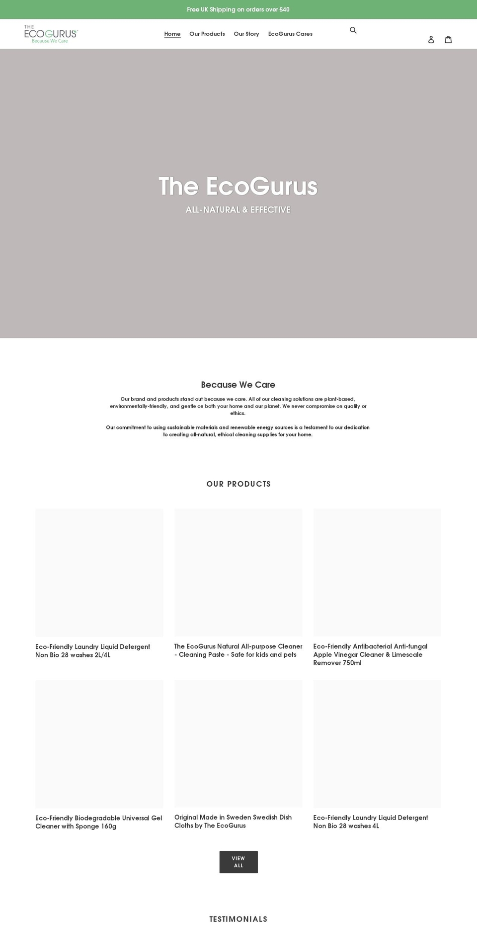 theecogurus.com shopify website screenshot