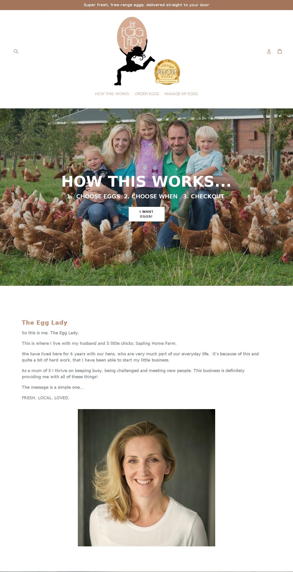 theegglady.co.uk shopify website screenshot