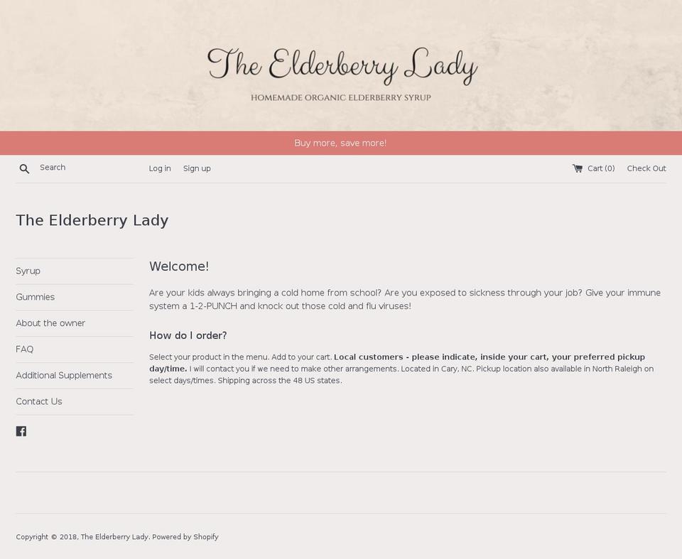 theelderberrylady.com shopify website screenshot