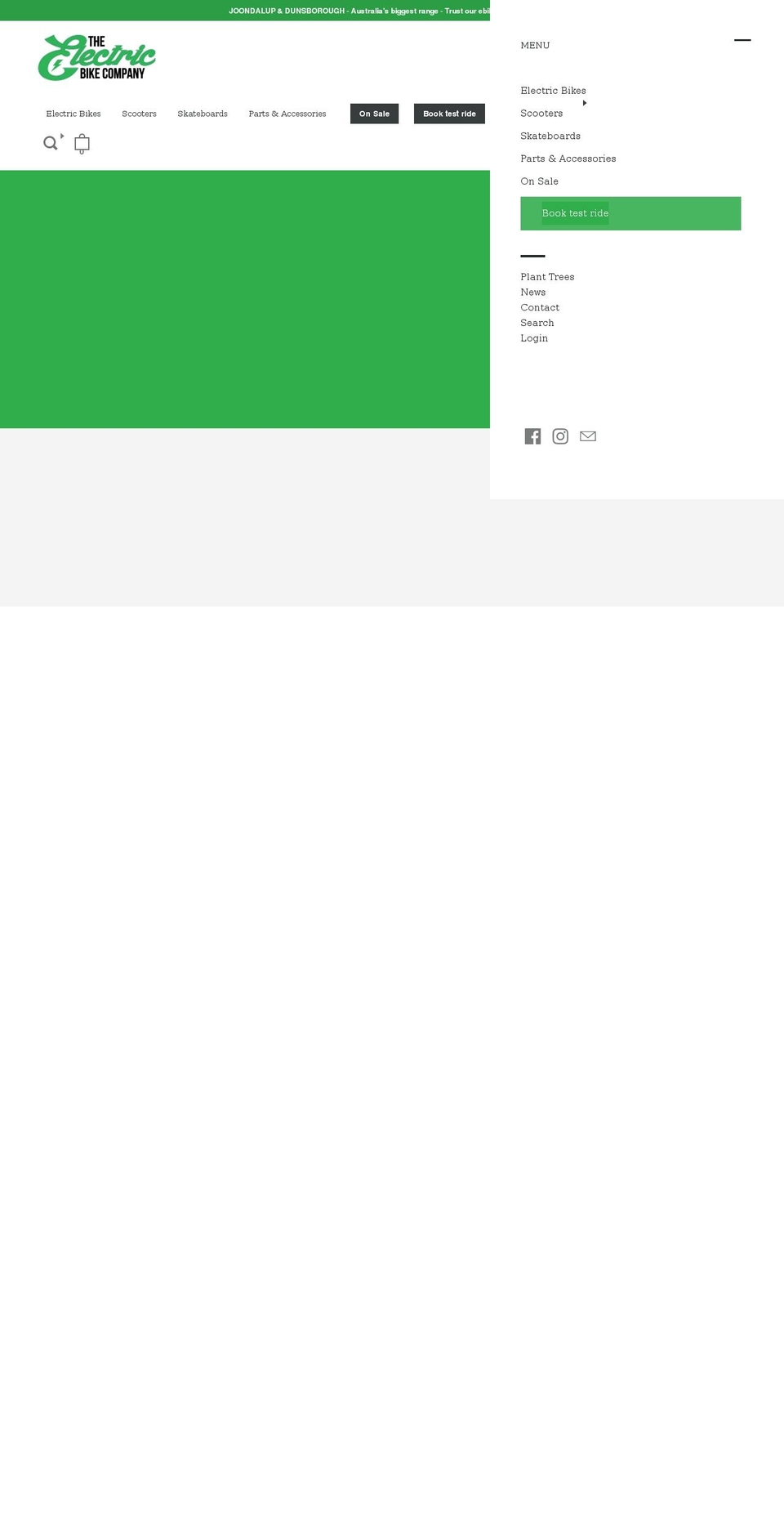 theelectricbikecompany.com.au shopify website screenshot