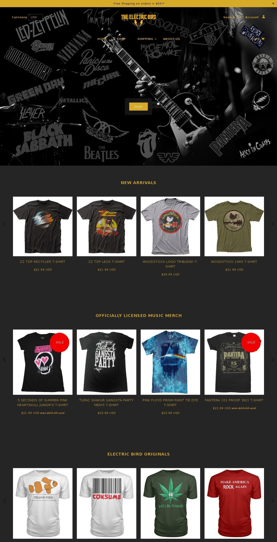 theelectricbird.com — Shopify storefront screenshot