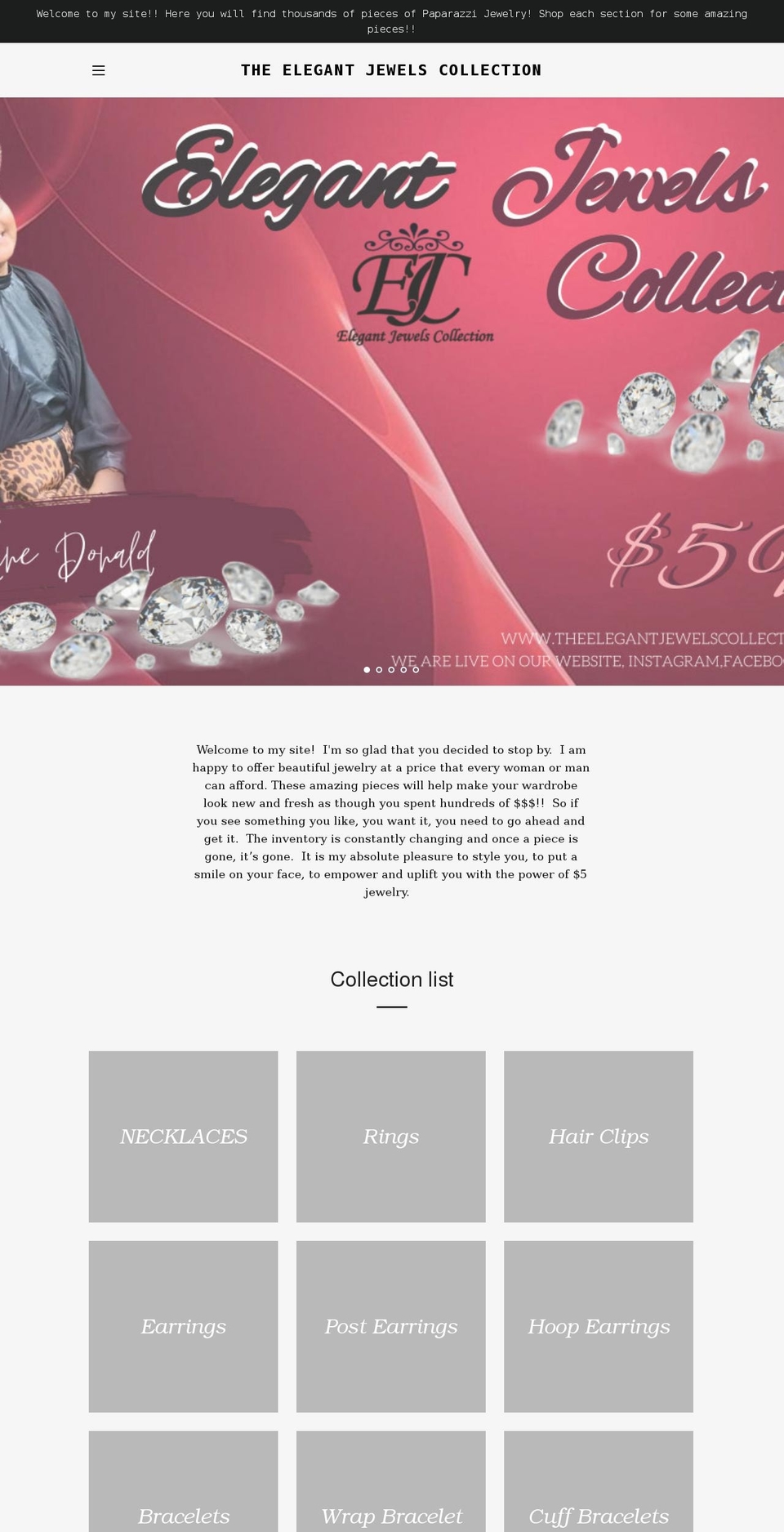 theelegantjewelscollection.com shopify website screenshot