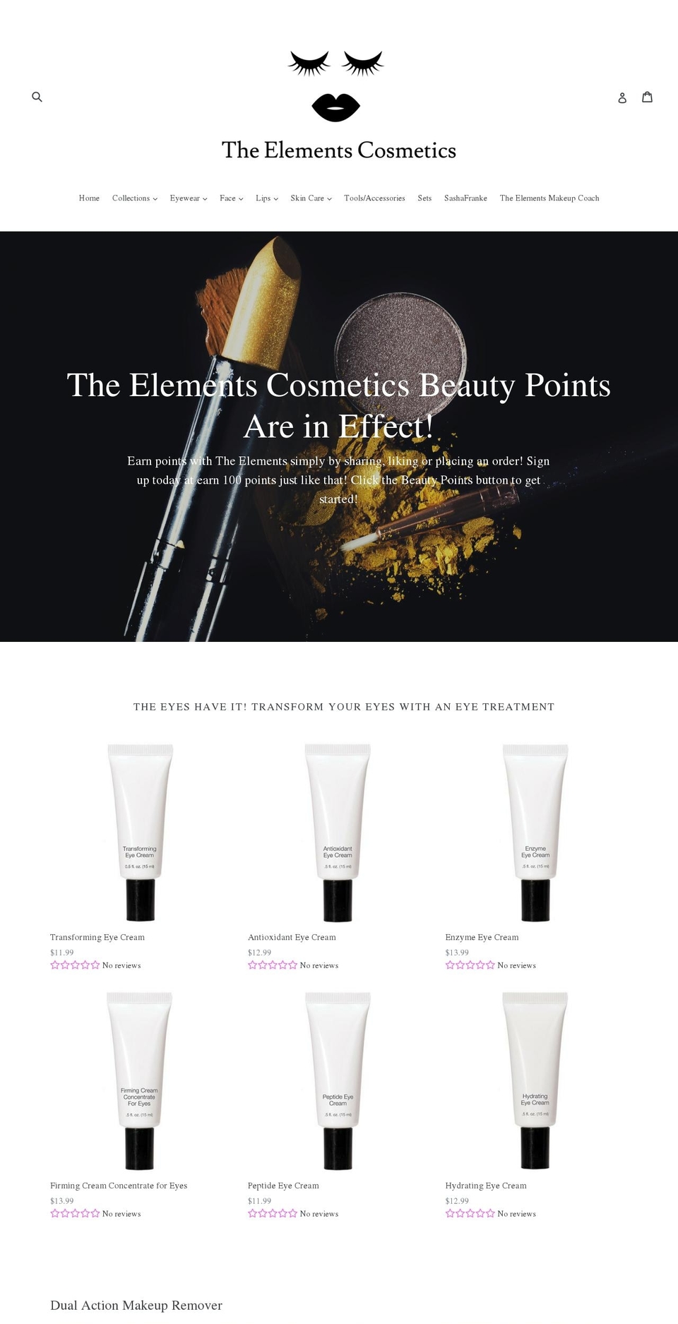 theelementscosmetics.com — Shopify storefront screenshot