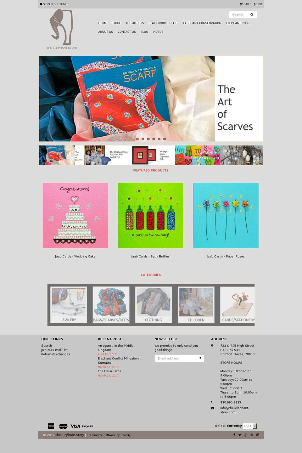 humbleshop Shopify theme site example theelephantstory.com