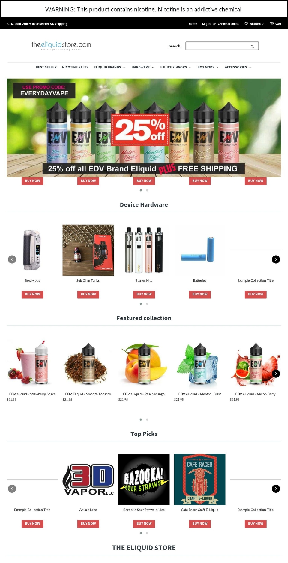 theeliquidstore.com — Shopify storefront screenshot