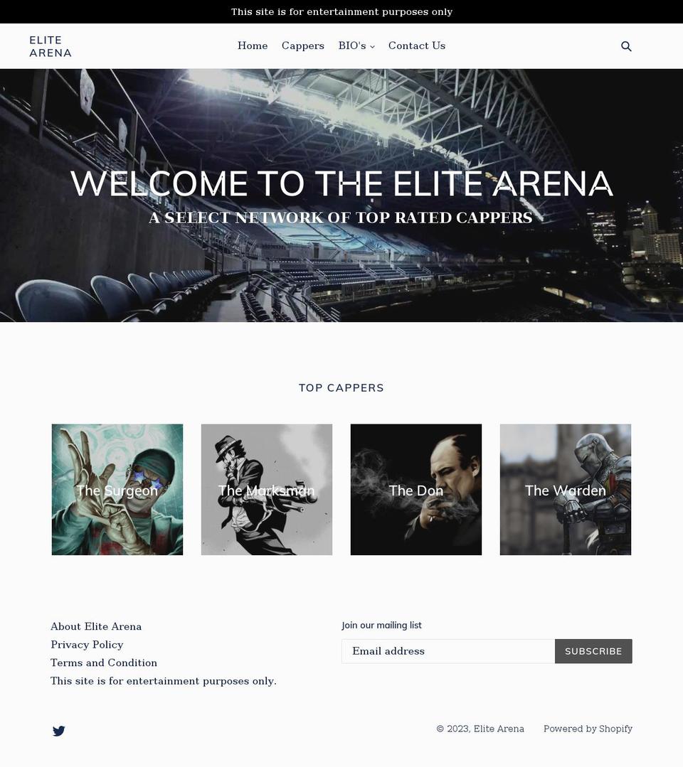 theelitearena.com — Shopify storefront screenshot