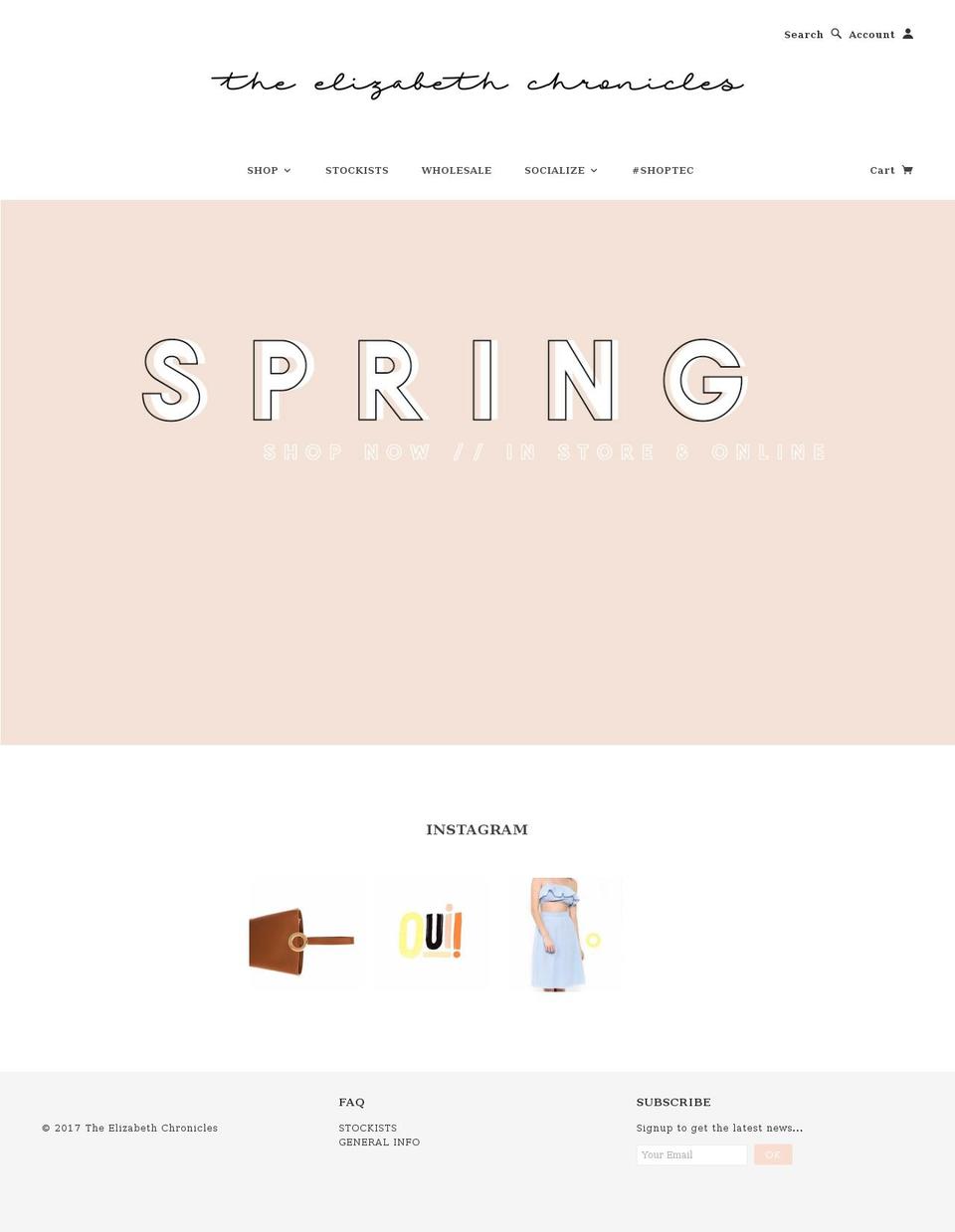 theelizabethchronicles.com shopify website screenshot