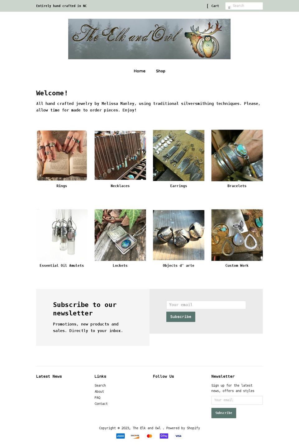 theelkandowl.com shopify website screenshot