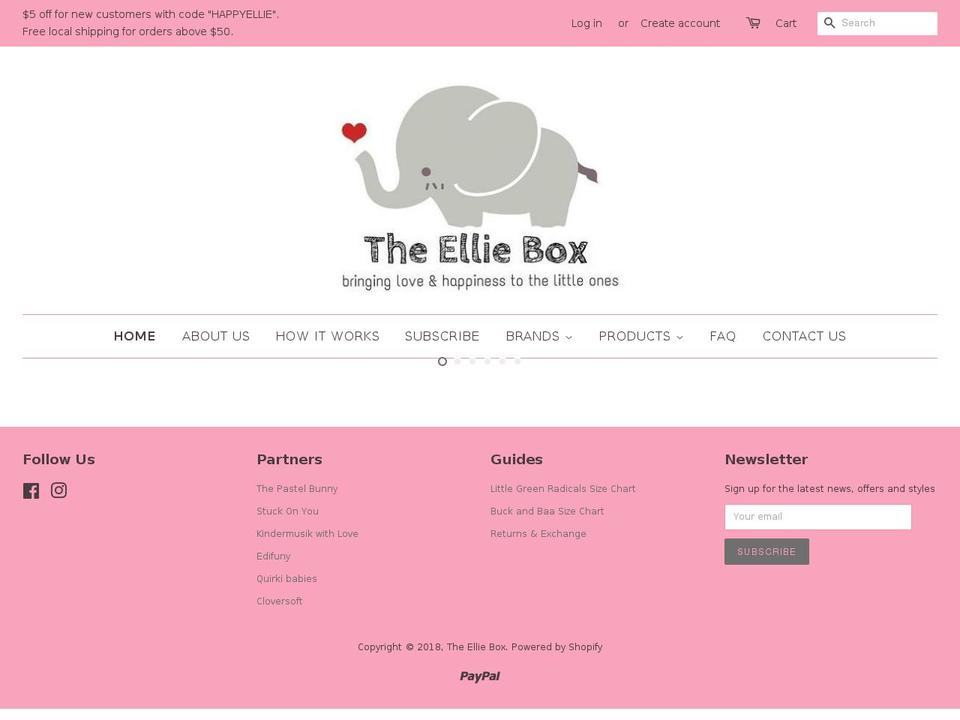 theelliebox.com shopify website screenshot