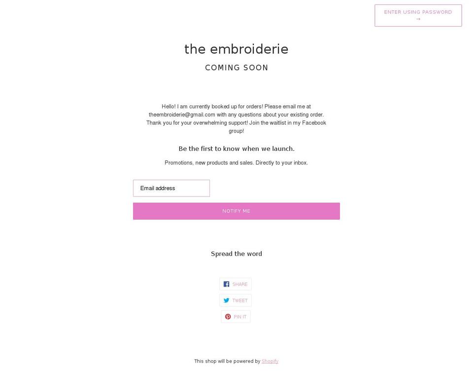 theembroiderie.com shopify website screenshot