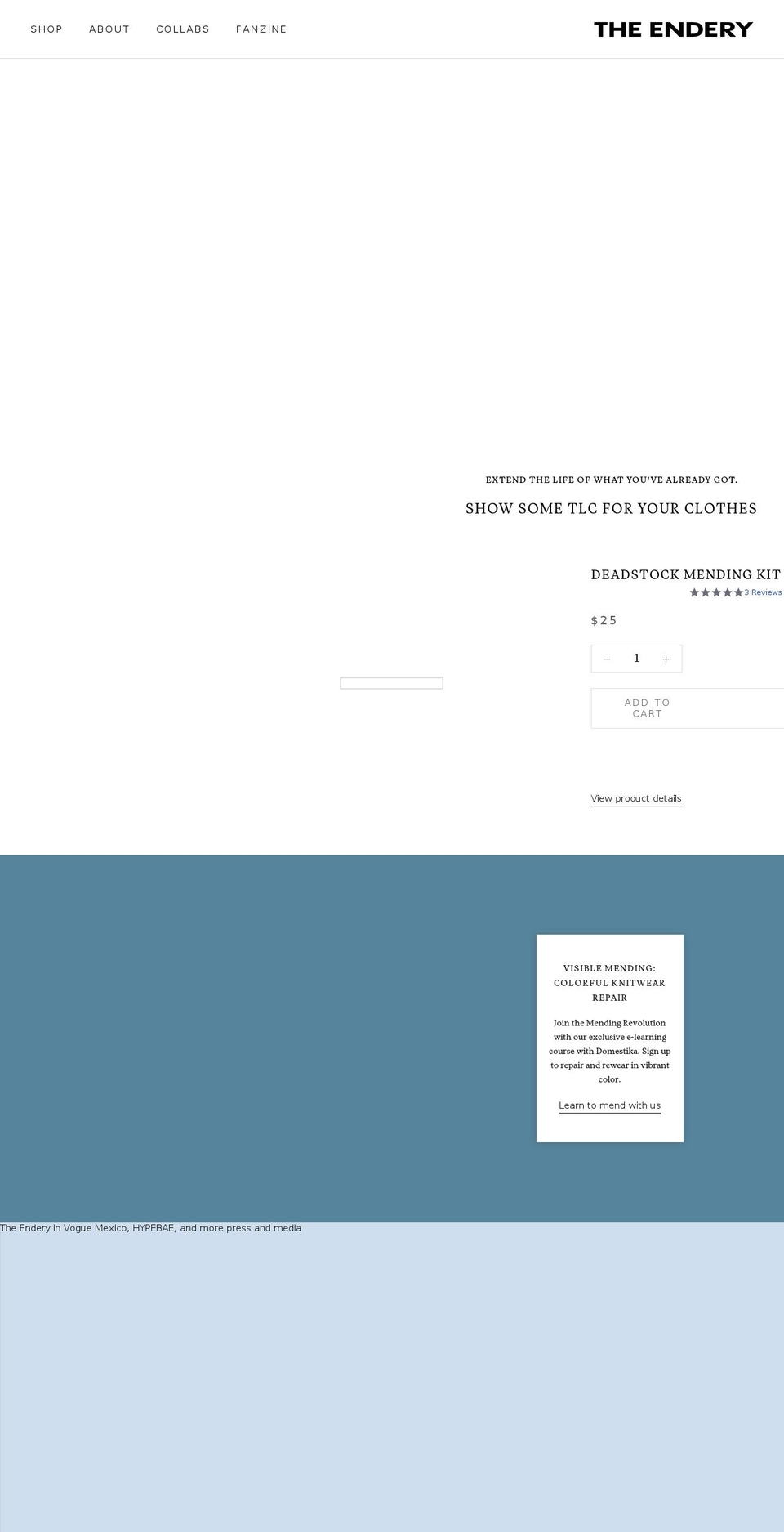 theendery.com shopify website screenshot