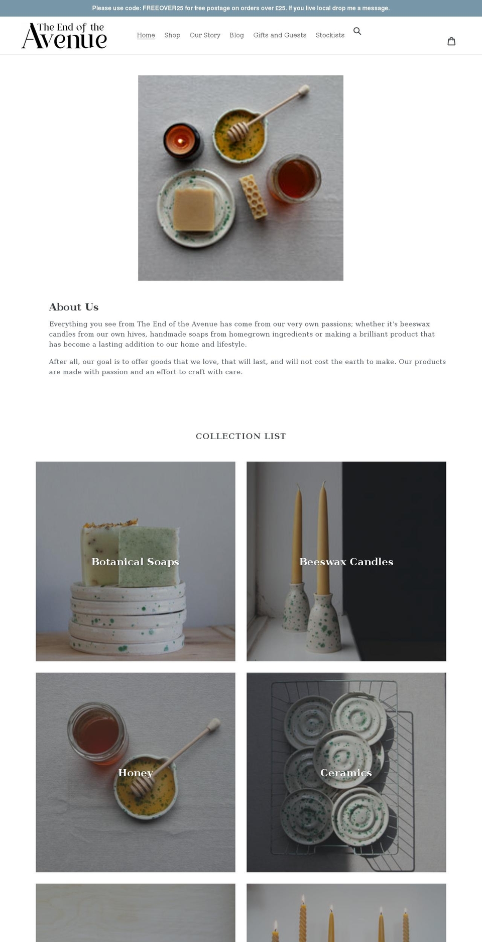 theendoftheavenue.co.uk shopify website screenshot