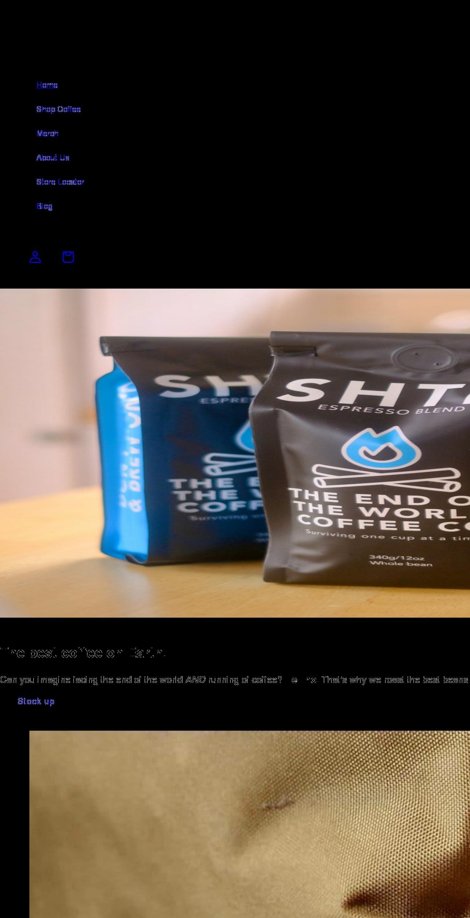 theendoftheworldcoffee.com shopify website screenshot
