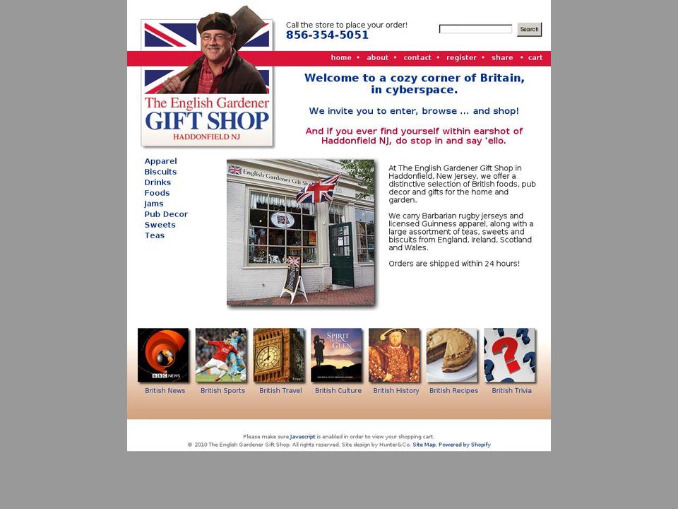 theenglishgardenergiftshop.com shopify website screenshot