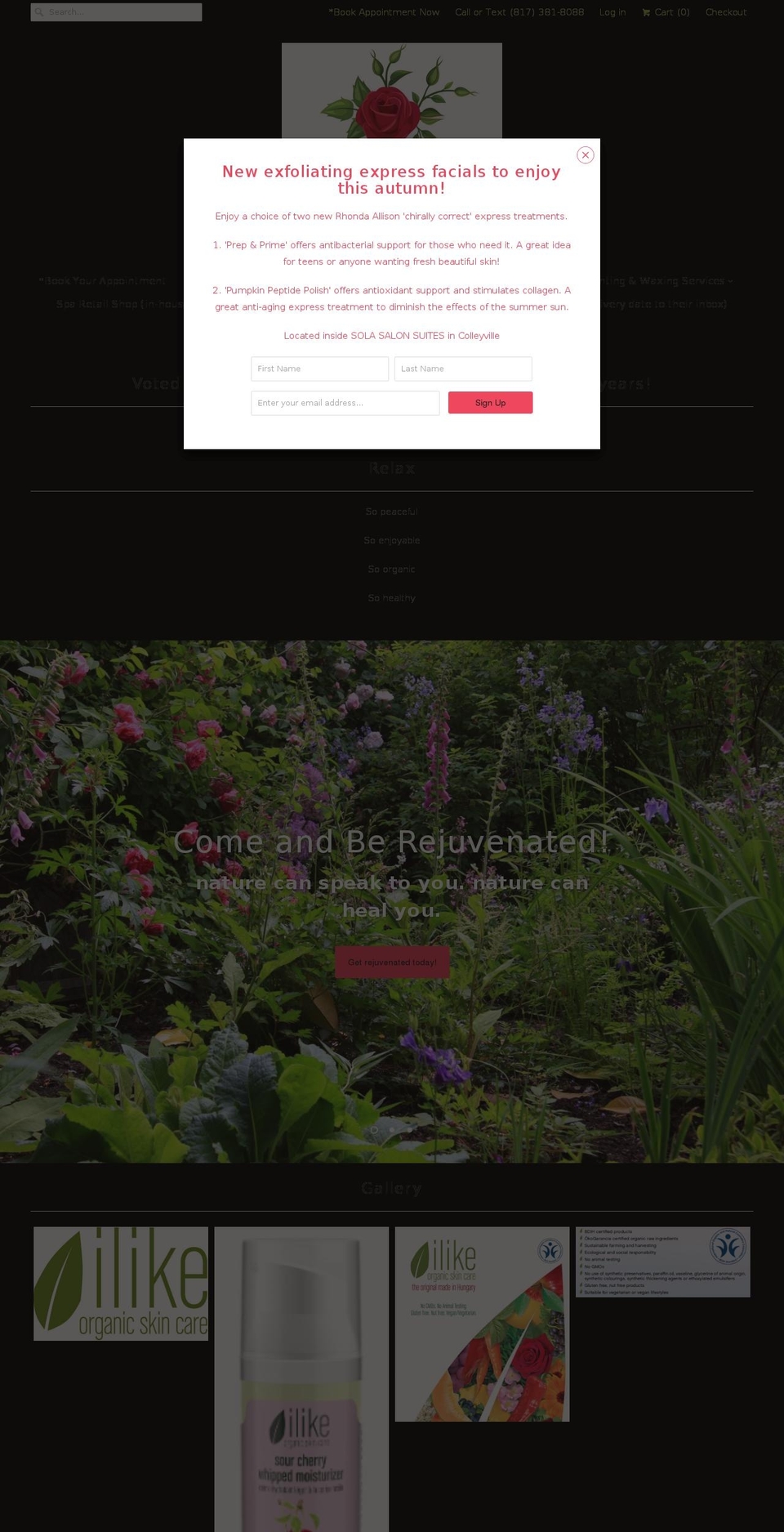 theenglishrosespa.com — Shopify storefront screenshot