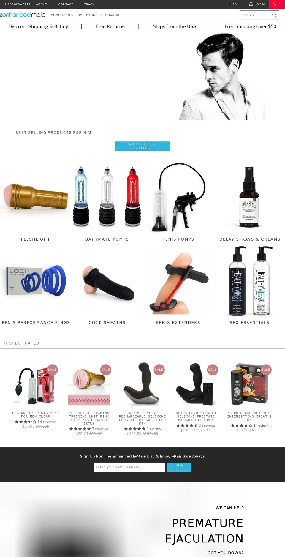theenhancedmale.com shopify website screenshot